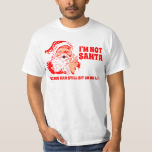 Camiseta El vintage Santa, se sienta en el revestimiento de