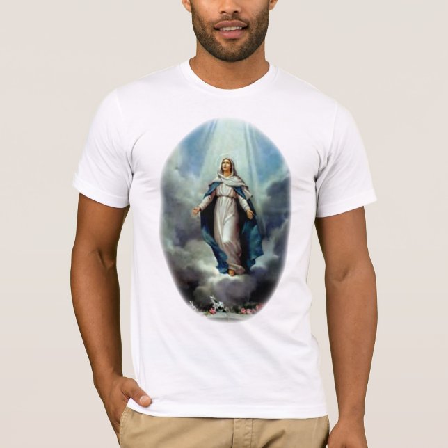 Camiseta El Virgen María bendecido dejó el brillo ligero (Anverso)