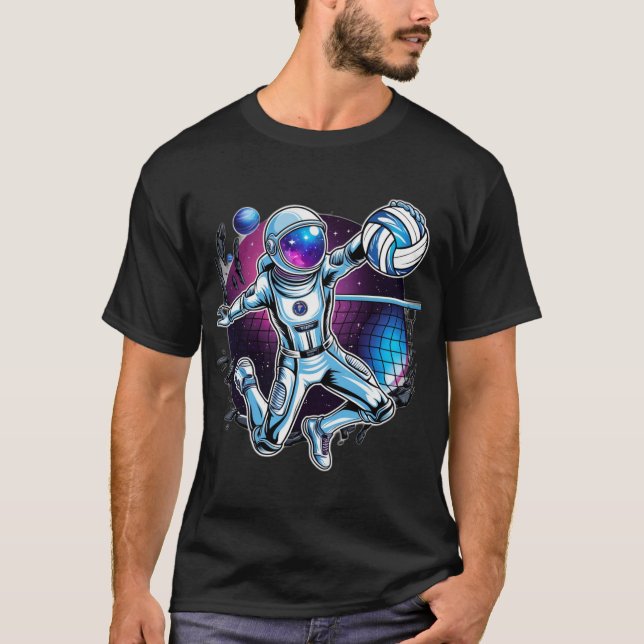 Camiseta El voleibol astronauta ardiendo en el espacio - Fu (Anverso)
