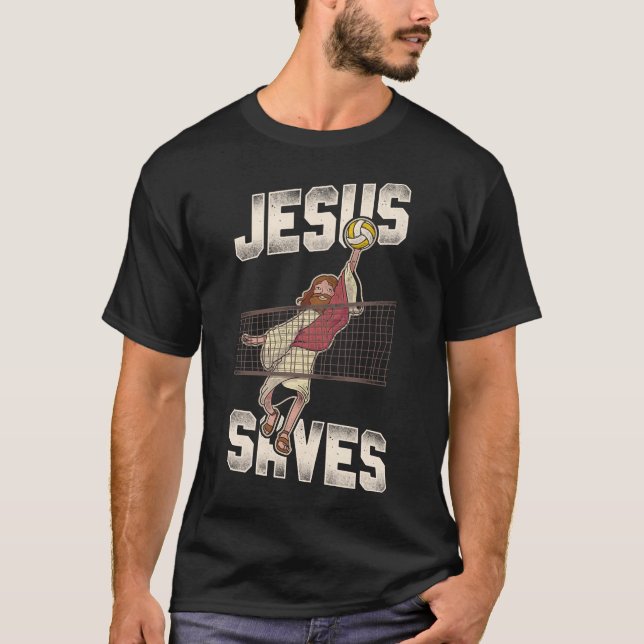 Camiseta El voleibol Jesús salva a Jesús Vintage (Anverso)
