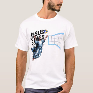 Camiseta El voleibol Jesús salva la divertida fe cristiana