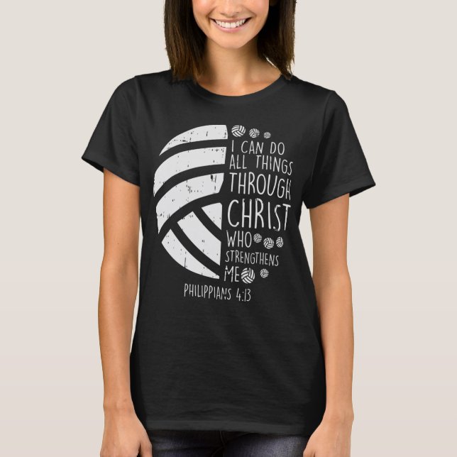 Camiseta El voleibol puedo hacer cosas Biblia Verso Dios Je (Anverso)