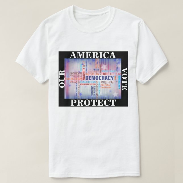 CAMISETA EL VOTO ESTADOUNIDENSE PROTEGE NUESTRA DEMOCRACIA (Diseño del anverso)