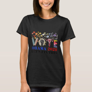 Camiseta El Voto Retro Floral Obama 2028 Arregló Esta Presi