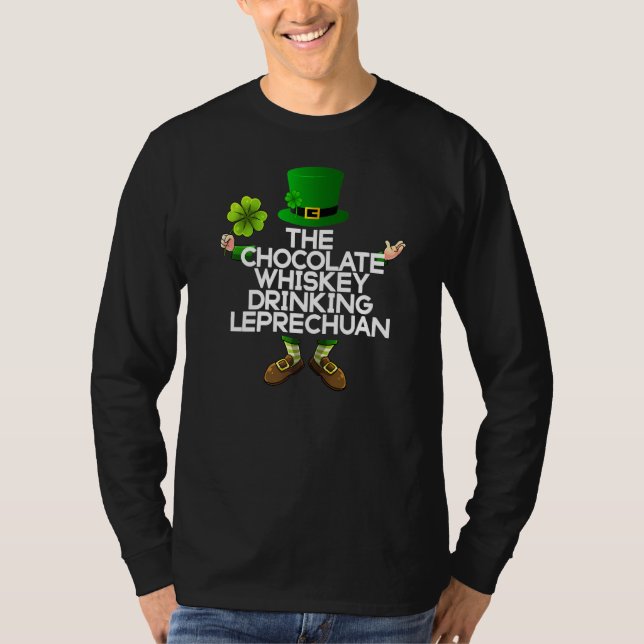 Camiseta El Whiskey De Chocolate Bebiendo Leprechuan Funny  (Anverso)