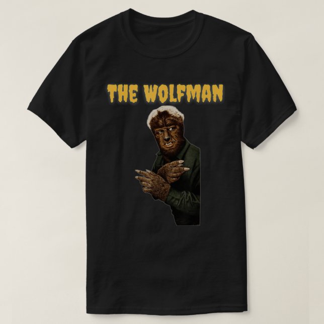 Camiseta El Wolfman, las películas clásicas monstruales, a  (Diseño del anverso)