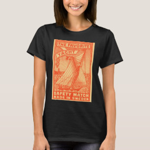Camiseta El yate, diseño de caja de cerillas vintage