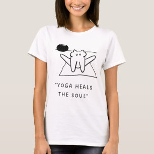 Camiseta El yoga cura el alma Ilustracion Gato de Yoga
