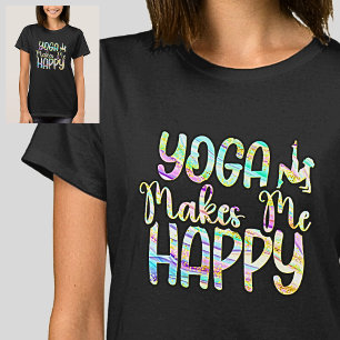 Camiseta El yoga me hace feliz pastel envuelto en negro