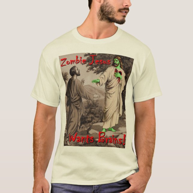 Camiseta El zombi Jesús quiere cerebros (Anverso)