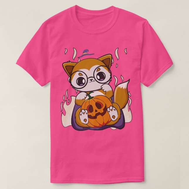 Camiseta El zorro anime aguanta calabaza de Kawaii para Hal (Diseño del anverso)