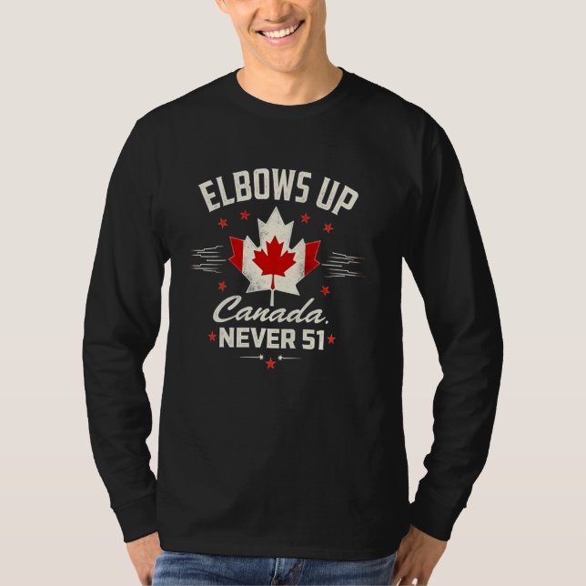 Camiseta Elbows Up Canada Nunca 51 Canada Flag Stand Strong (Anverso)