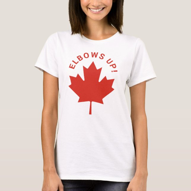 Camiseta ELBOWS UP Canadá Red Maple Leaf Canada (Anverso)