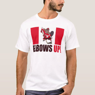 Camiseta Elbows Up Cita Hockey Jugando La Bandera De Los Ca