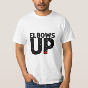 Camiseta ELBOWS UP Tipografía en negrita con problemas