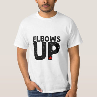 Camiseta ELBOWS UP Tipografía en negrita con problemas