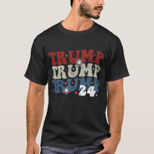 Camiseta Elección Trump Retro Groovy Flor 24 2024