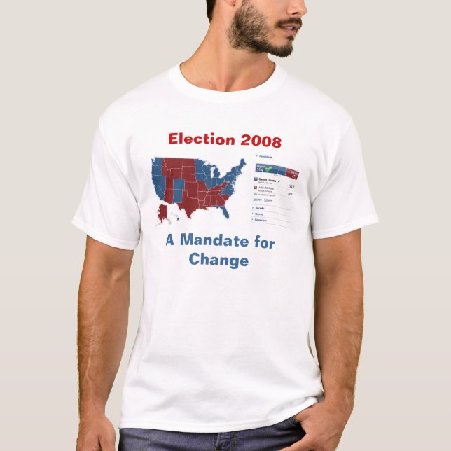Camiseta electoral del mapa 2008: Un mandato para (Anverso)