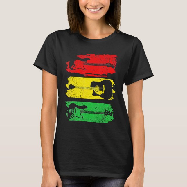 Camiseta Electric Acoustic Bass Guitar Black History Month  (Anverso)