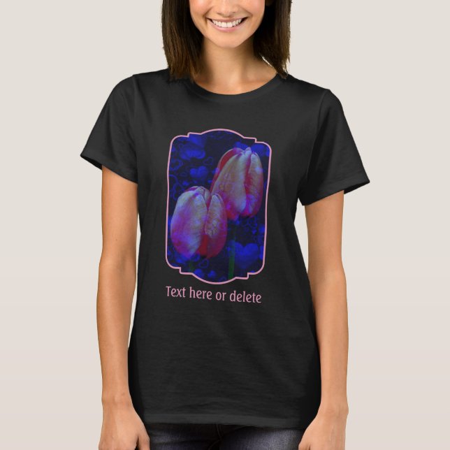 Camiseta Electric Blue Hearts And Pink Tulips Personalized (Anverso)