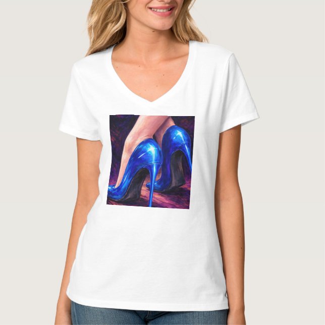 Camiseta Electric Blue High Heels Fashion Abstract painting (Anverso)