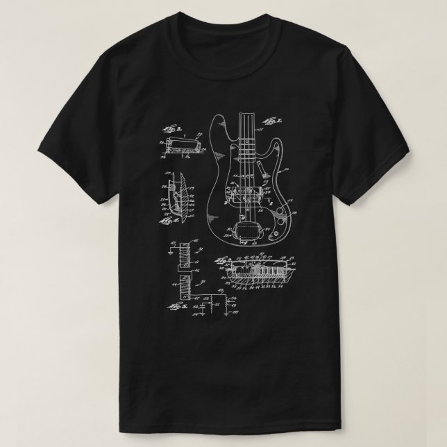Camiseta Electric Guitar Blueprint (Diseño del anverso)