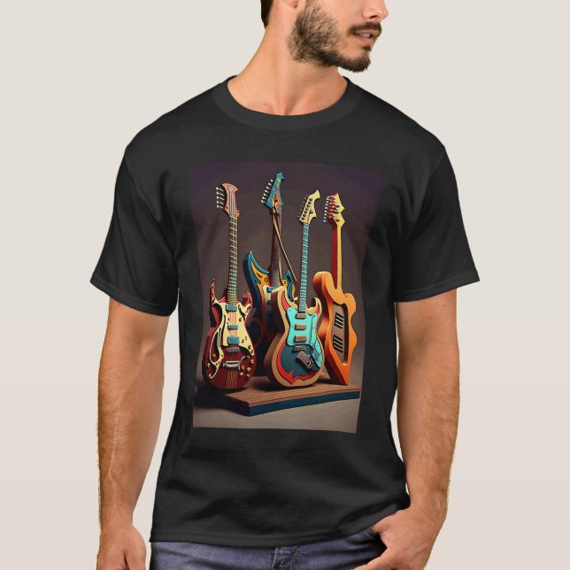 Camiseta Electric Guitar Collection Cool Electric Guitars F (Anverso)