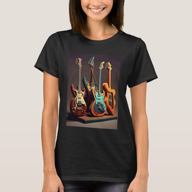 Camiseta Electric Guitar Collection Cool Electric Guitars F (Anverso)