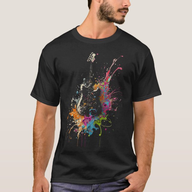 Camiseta Electric Guitar Splash Guitarist Musician Retro Gu (Anverso)