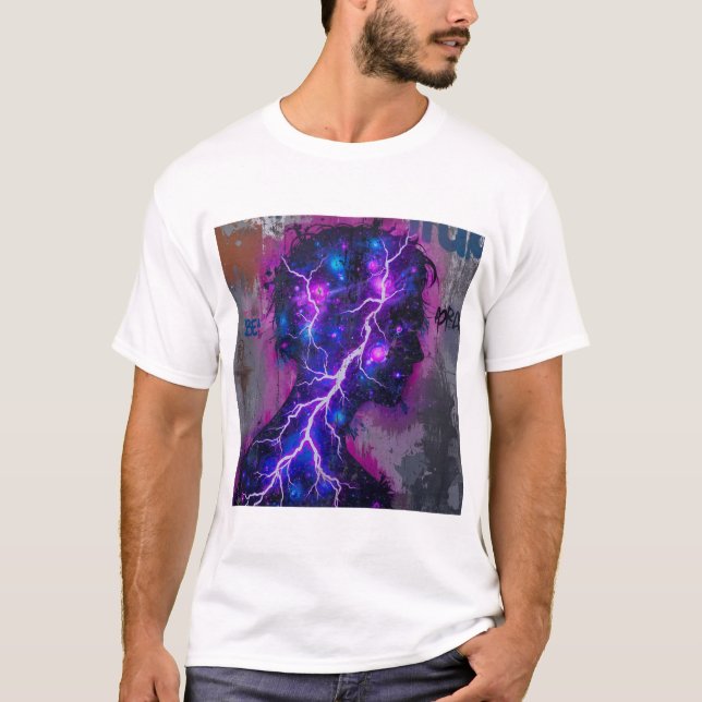 Camiseta Electric Mind – Neon Energy Silhouette Art (Anverso)