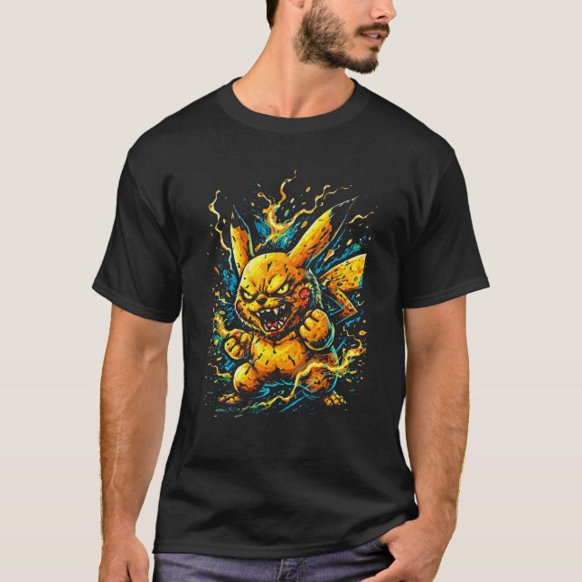 Camiseta Electric Rage – Pikachu Street Art Illustration (Anverso)
