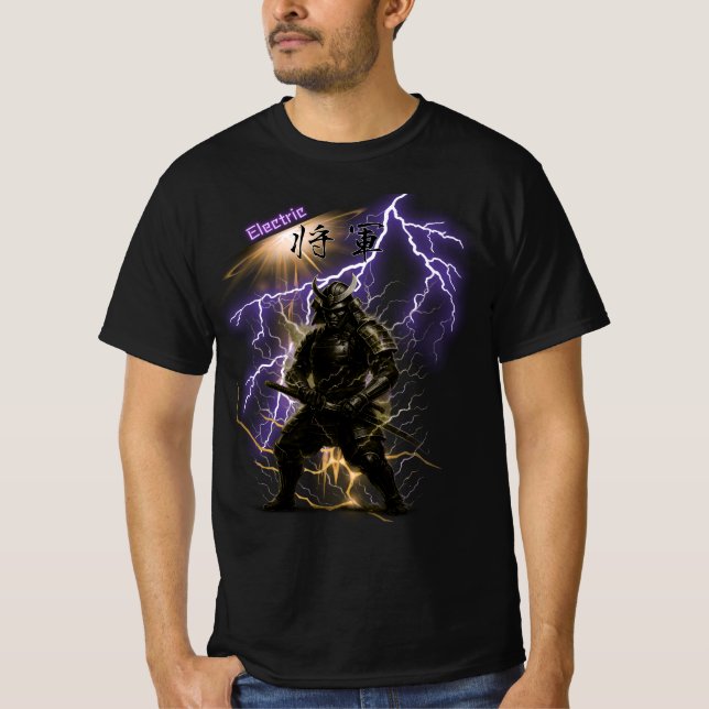 Camiseta Electric Shogun – Golden Voltage Samurai (Anverso)