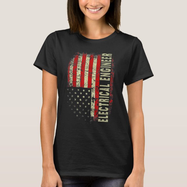 Camiseta Electrical Engineer 4th July US Flag Patriotic Eng (Anverso)