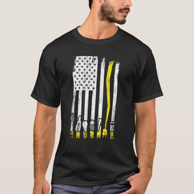 Camiseta Electrician American Flag Electrical Tools Lineman (Anverso)