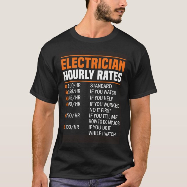 Camiseta Electrician Hourly Rate Electrical Engineer Linema (Anverso)