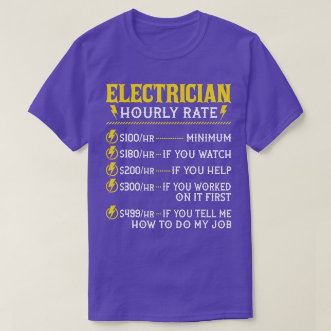 Camiseta Electrician Hourly RateLineman Electrical Worker W (Diseño del anverso)