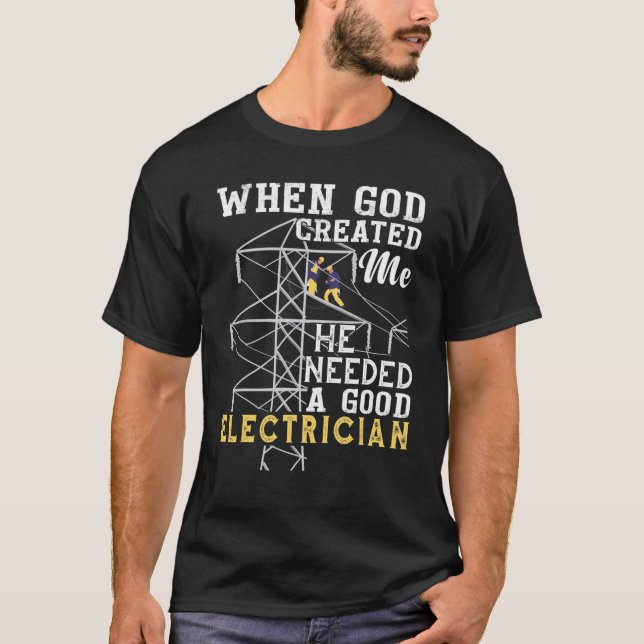 Camiseta Electrician Power Pole Overhead Line F (Anverso)