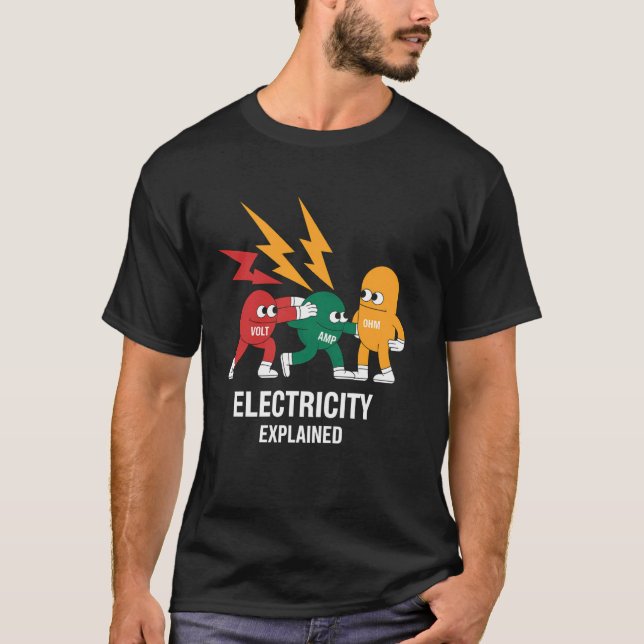 Camiseta Electricidad Explicada Divertida Ingeniero Eléctri (Anverso)