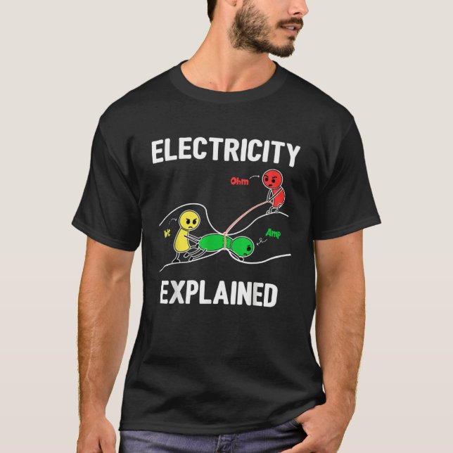 Camiseta Electricidad Explicada Ohmio Voltio Amperio Electr (Anverso)