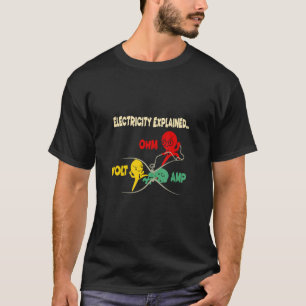Camiseta Electricidad Explicada Volt Ohm Amp Electricista