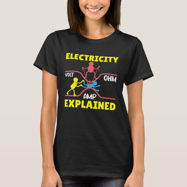 Camiseta Electricidad Explicada Voltio Ohmio AMP Electricid (Anverso)
