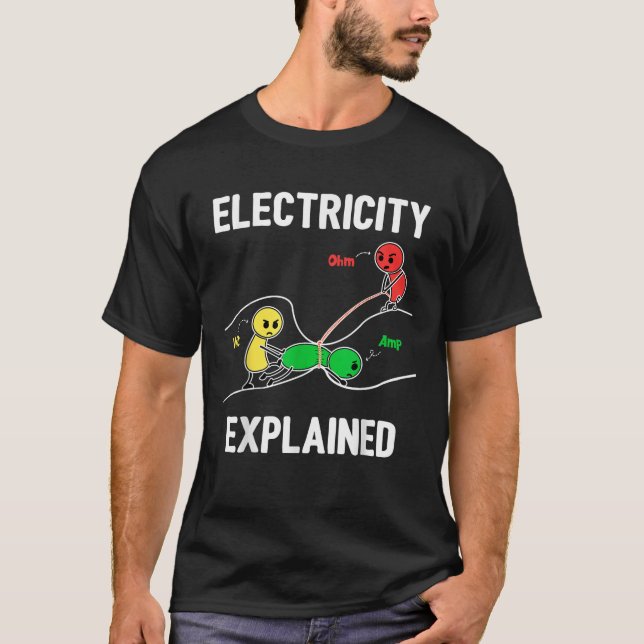 Camiseta Electricidad Explicó A Ohm Volt Ampere Funny (Anverso)