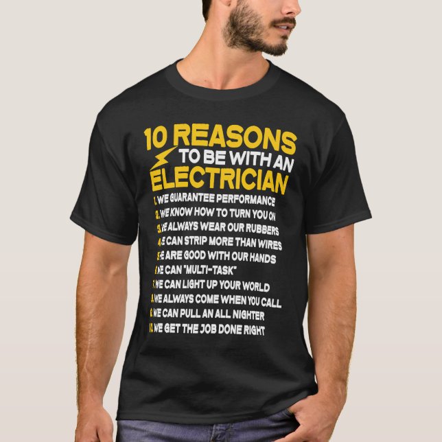 Camiseta Electricista 10 Razones Para Estar Con Un Electric (Anverso)