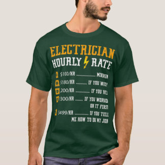 Camiseta Electricista con tarifas horarias divertidas