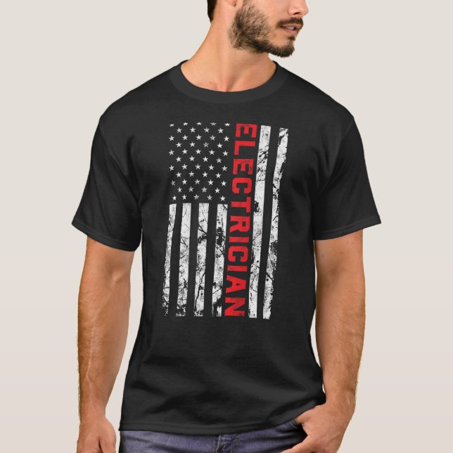 Camiseta electricista de la bandera estadounidense del Patr (Anverso)