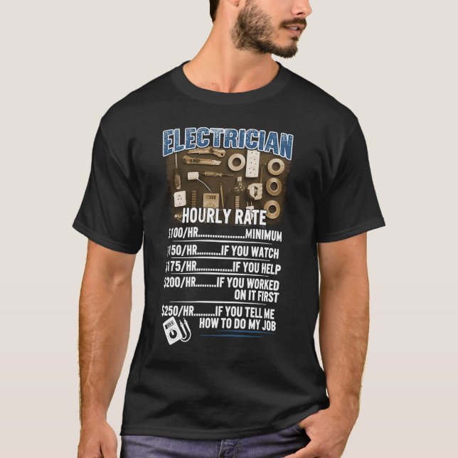 Camiseta Electricista Hourrate Lineman Para Él Hombres Husb (Anverso)
