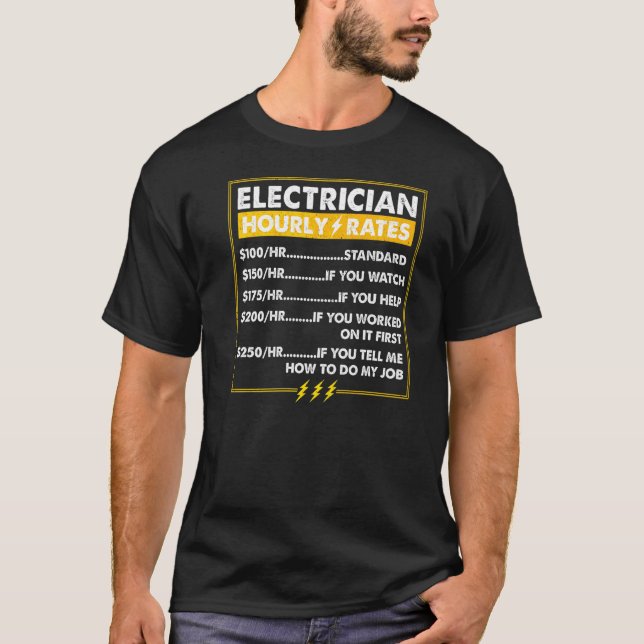 Camiseta Electricista Hourrate Lineman Para Electricistas (Anverso)