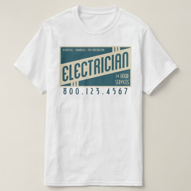 Camiseta electricista retro (Diseño del anverso)