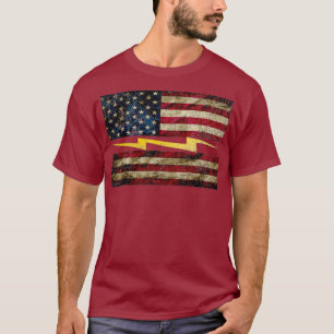 Camiseta Electricista Vintage Bandera Estadounidense En Cam