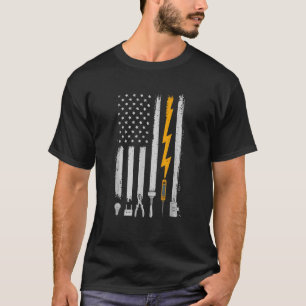 Camiseta Electricista Vintage USA Bandera Herramientas Inge